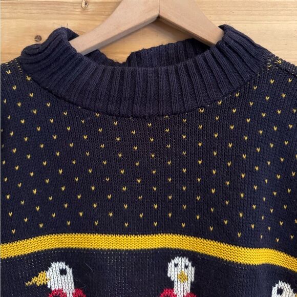 Vintage White Duck Themed Crewneck Sweater Size Medium Novelty Print Bow - Picture 4 of 13